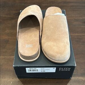 Eileen Fisher Tan Mules Soft Slip-On Design